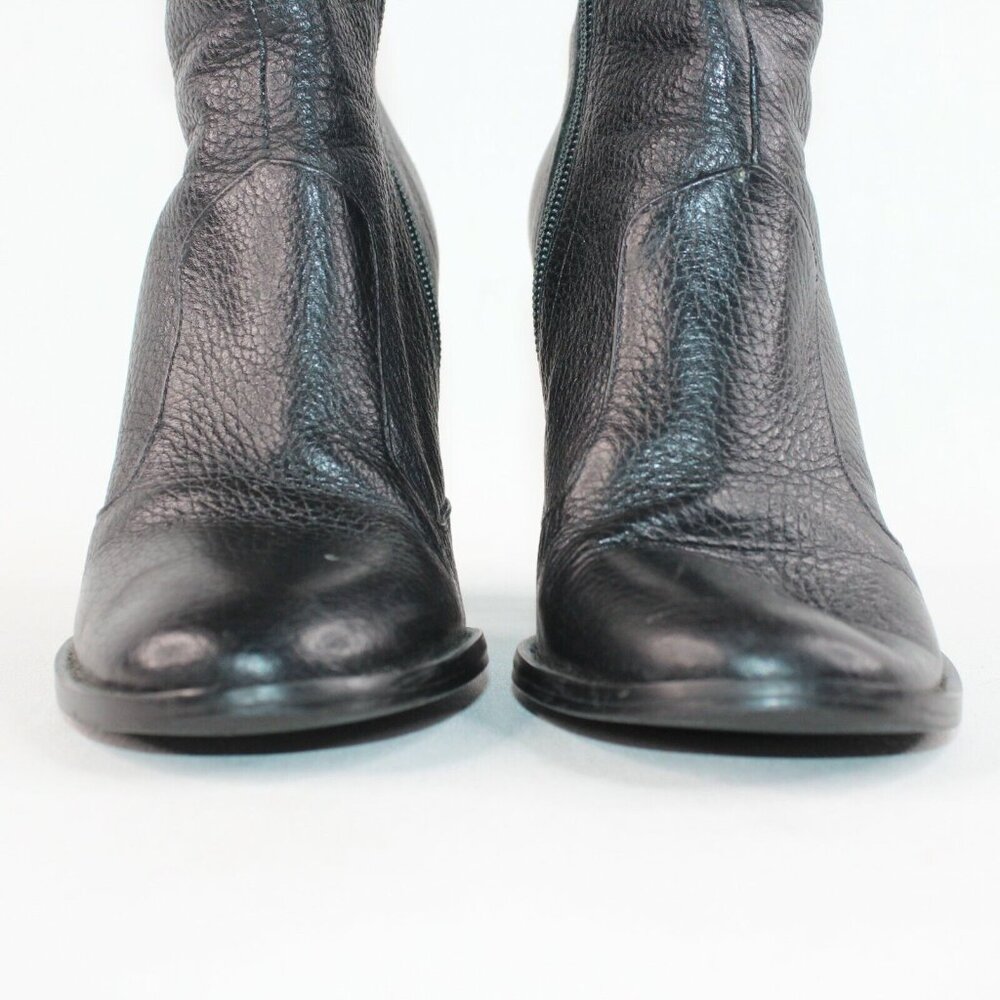 Carlos By Carlos Santana Womens 5M Black Leather Side Zip Ankle High Heel Boots - Picture 3 of 12